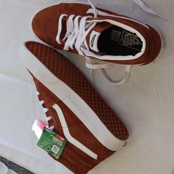 Vans Sk8-Hi Pig Suede Tortoise Shell Brown Sneakers NEW - Picture 10 of 12